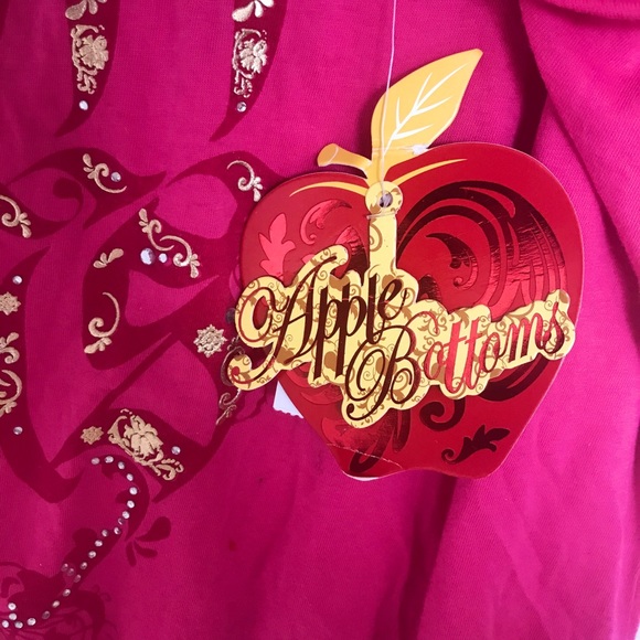 ‘Blinged’ out Apple Bottom top (bright fuchsia) L - Picture 3 of 5